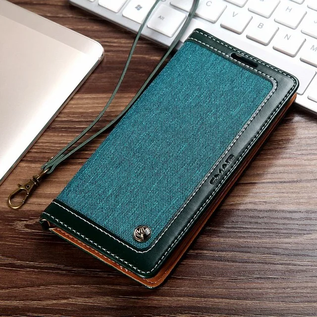 green Джинсовый кожаный чехол для samsung Galaxy S10 S9 S8 Plus, Магнитный слот для карт, кошелек, откидная крышка, чехол для samsung S7 Edge Note 9 8, чехол - Цвет: green