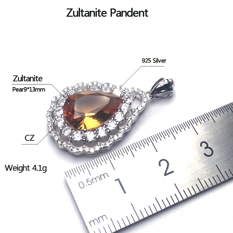 Женский кулон с зултанитом CSJ из стерлингового серебра 925 пробы классическим