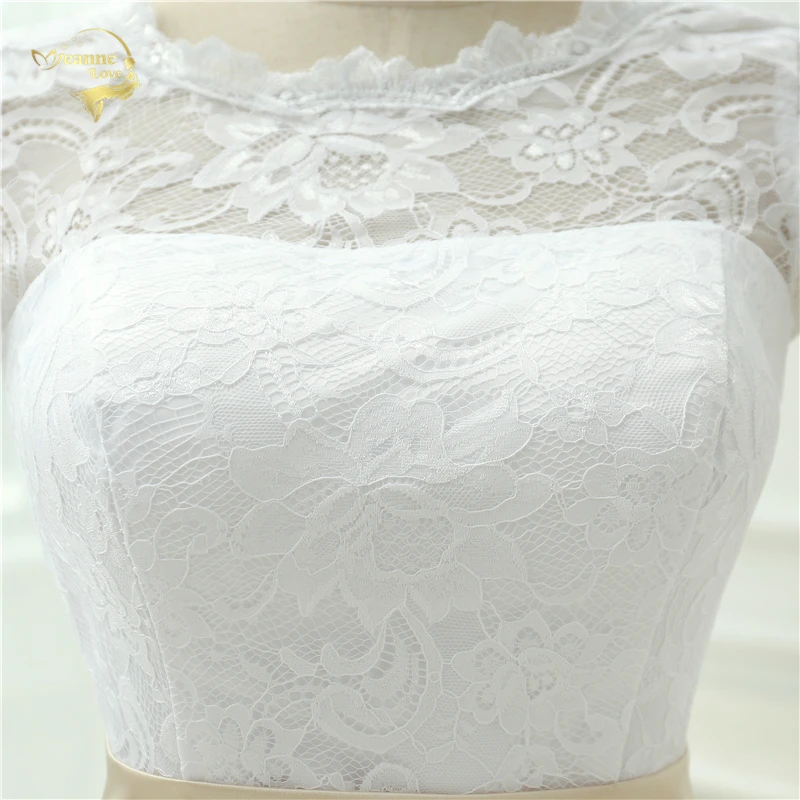 Прозрачная Vestido De Noiva Robe Mariage короткий рукав Чай Длина кружевные короткие