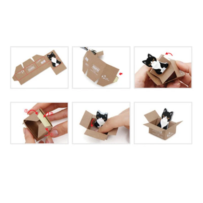 3D Kawaii Кошка Собака коробка милые наклейки из мультфильмов корейские канцелярские Липкие заметки офисные школьные принадлежности блокнот Скрапбукинг