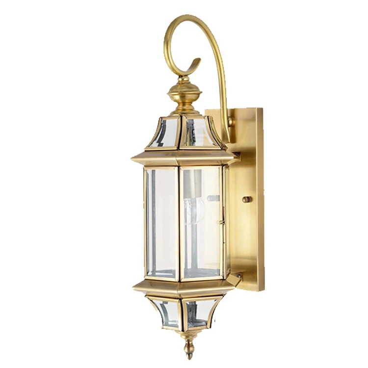 Europe Copper outdoor Wall lamp balcony aisle corridor staircase wall retro LED waterproof glass garden lights | Освещение