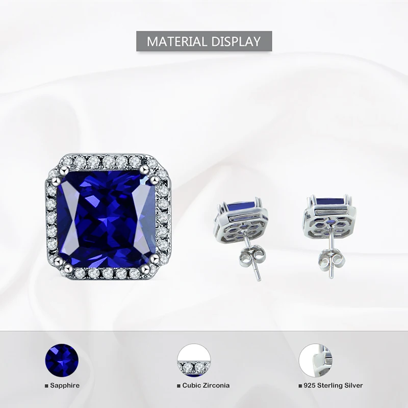 JQUEEN 3.8ct Сапфир-ювелирные изделия 925 Стерлинговое Серебро Серьги Принцесса Cut синие сережки Brincos горячая Распродажа подарок на день рождения для женщин