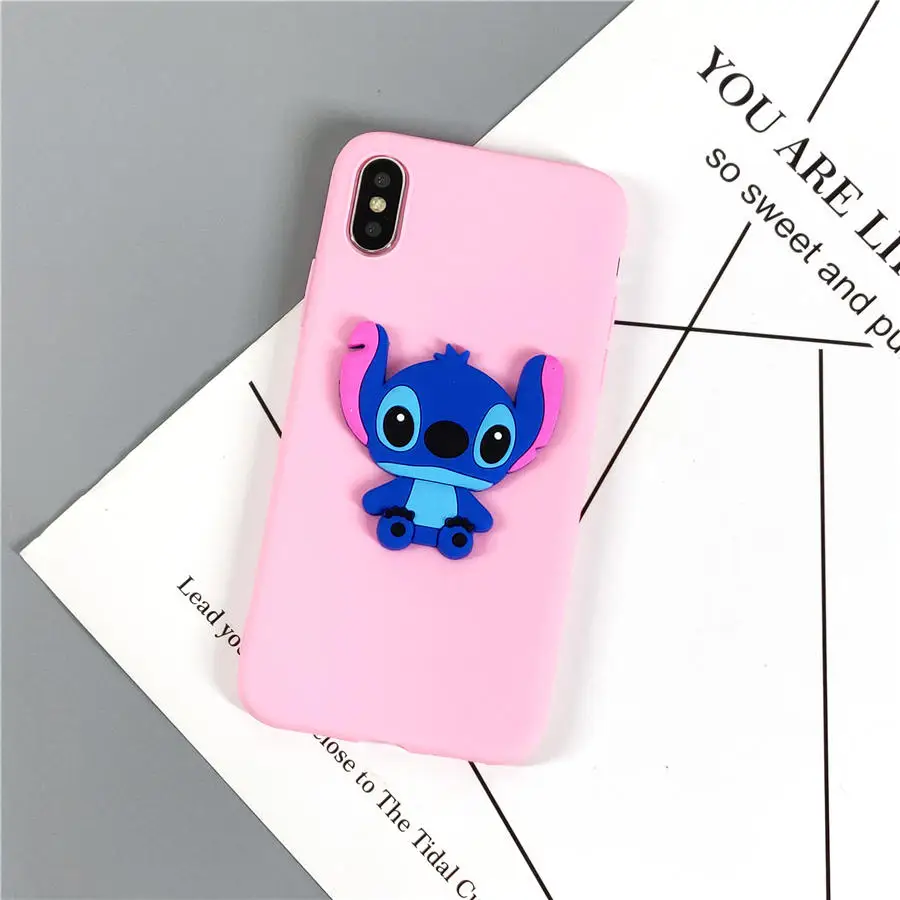 Pink Stitch Милый розовый синий 3D Ститч игрушка подставка ремешок чехол для телефона для samsung Galaxy A70 A60 A50 A40 A30 A20 M20 M30 Мягкий ТПУ чехол - Цвет: Pink Stitch