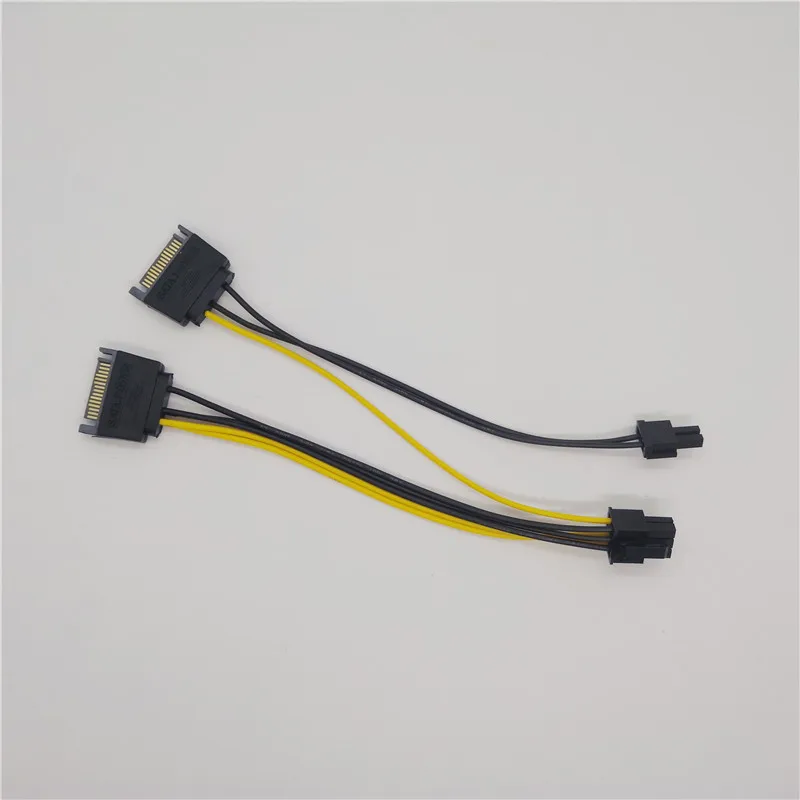 Удлинитель питания 20 см 2 порта 15Pin SATA к PCI E 6 + 8Pin для графического майнинга