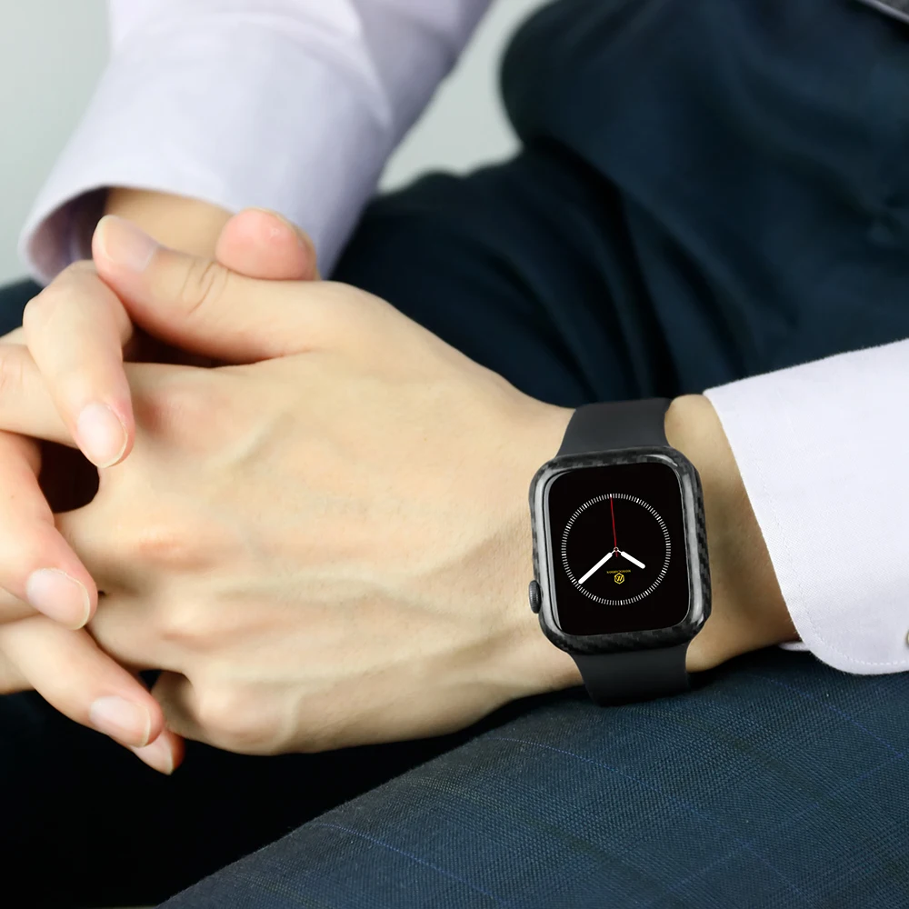 MONOCARBON Тонкий чехол из настоящего углеродного волокна для Apple Watch 44 мм 40 мм серии 4 Gen 4 чехол из углеродного волокна