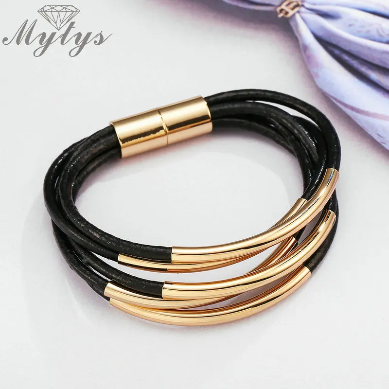 Браслет Mytys B1094 B1095 B1101 Женский модная металлическая кожаная фурнитура с магнитной