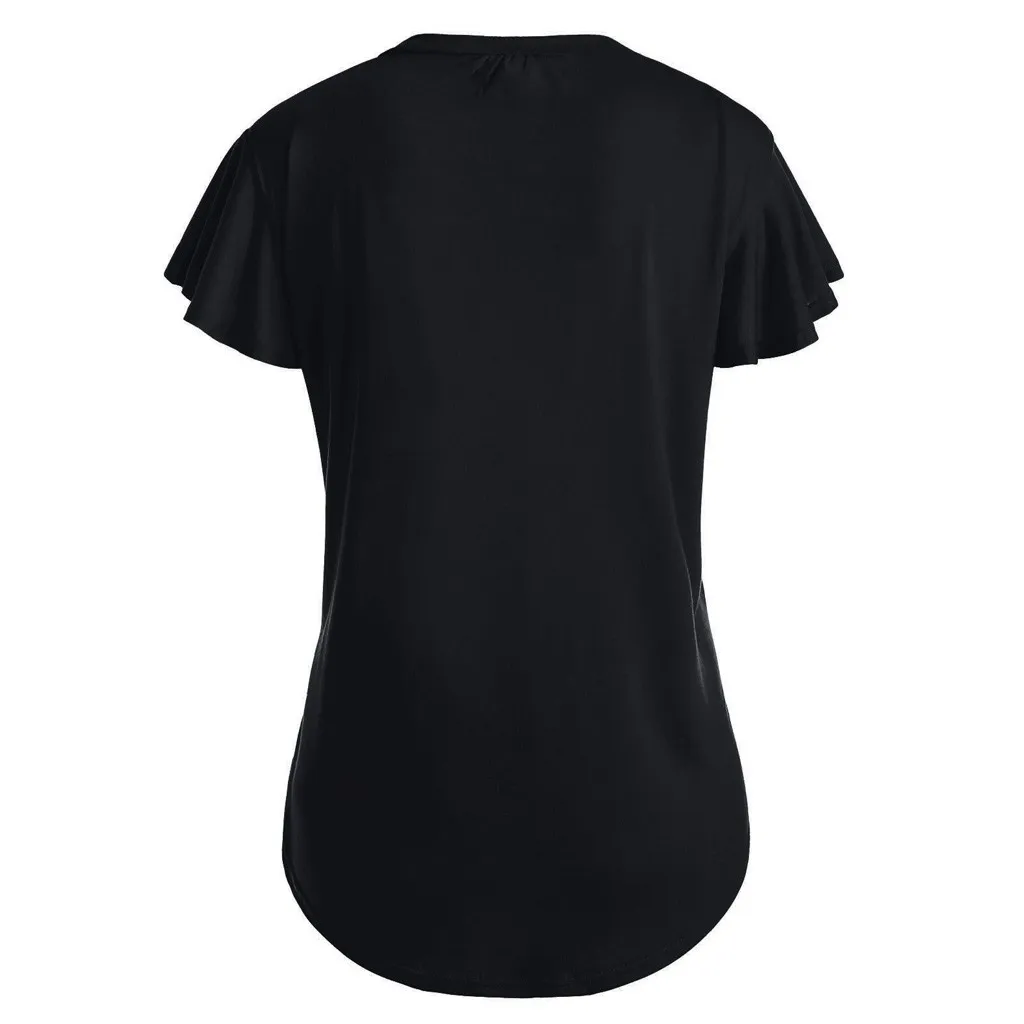 Женская однотонная Повседневная футболка с v образным вырезом большие размеры