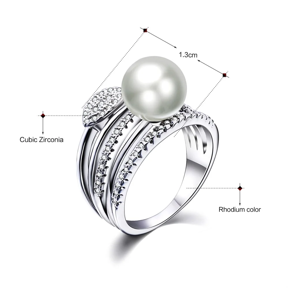 Модные кольца с белым жемчугом для женщин фианитом вечерние Прямая поставка |