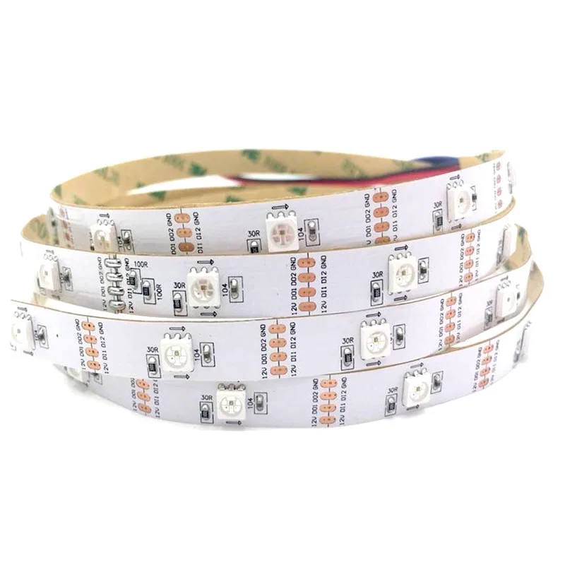 white pcb WS2815 12v светодиодные ленты RGB Светодиодные полосы индивидуально адресуемых Dual-сигнал ЖК-экрана Рубан ленты подсветка 30/60 светодиодов/m Водонепроницаемый - Испускаемый цвет: white pcb