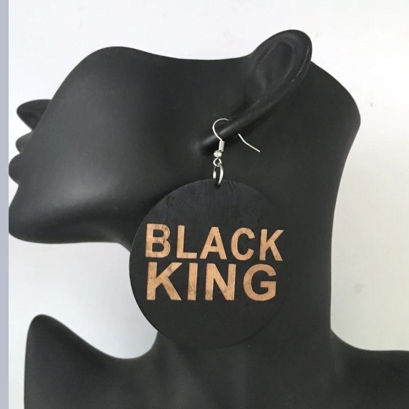 

Black King Wooden Earrings