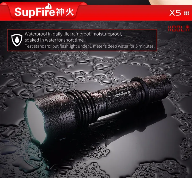 Supfire Flash светильник X5 светодиодный фонарь портативный тактический светильник XML T6 Linterna светодиодный для Imalent Fenix Nitecore Sofirn Nicron S034