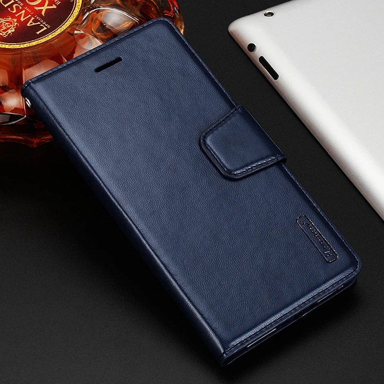 Темно-синий Чехол Hanman Mill из овечьей кожи для Xiaomi Mi 6 8 9 RedMI Note 6 7, флип-книжка, держатель для карт, подставка, кошелек, чехол с отделением для карт - Цвет: Темно-синий