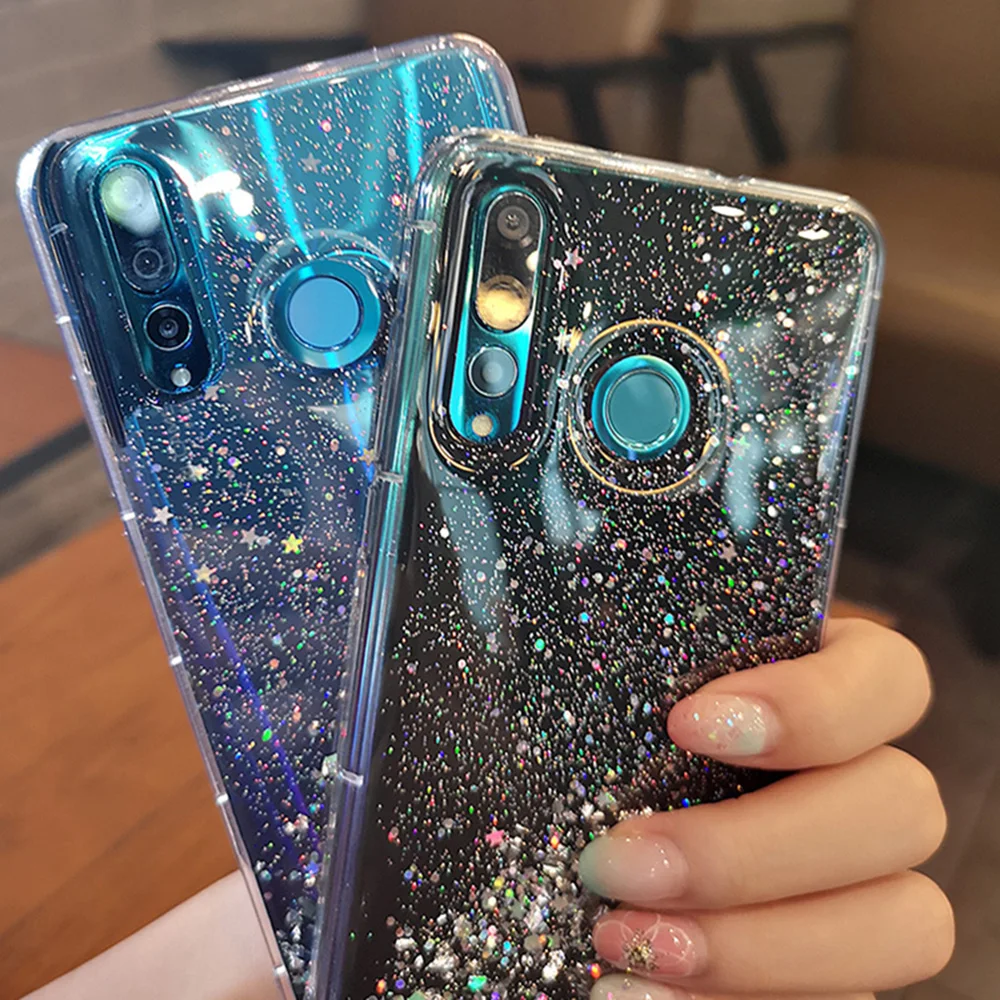 Прозрачный принципиально для huawei Honor 20 чехол силиконовый мягкий блеск TPU звезды