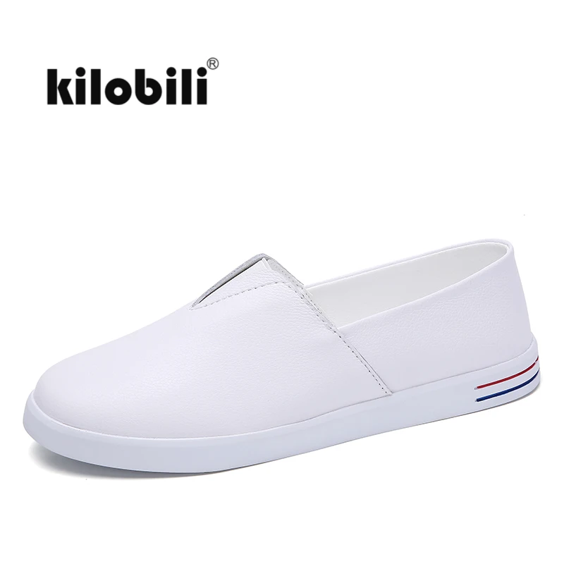 Kilobili женские тапочки плоские туфли на плоской подошве слипоны из натуральной