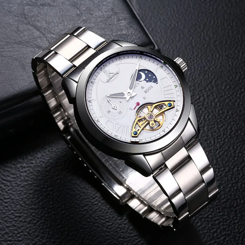 Женские часы IK автоматические механические скелетоны с ремешком из нержавеющей