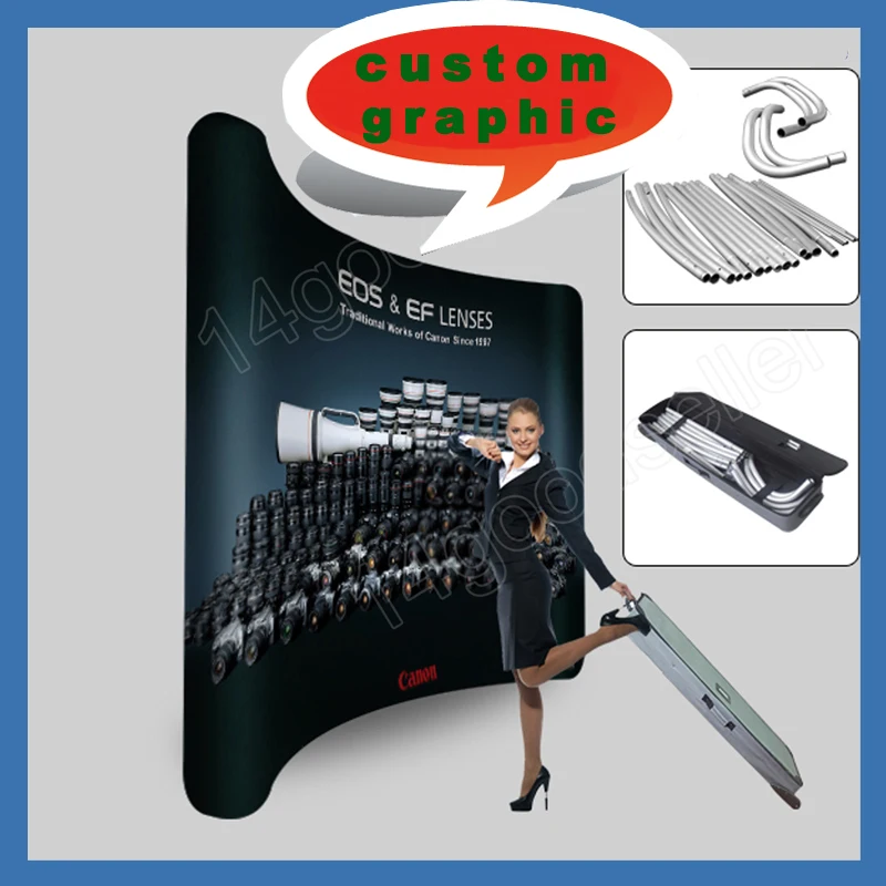 10 футов изогнутое натяжение производственная выставочная Витрина Стенд для