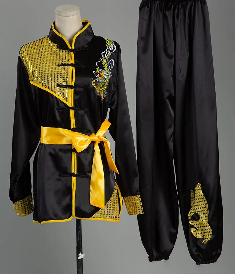 Унисекс для детей и взрослых вышивка дракон Кунг фу Костюмы боевых искусств ушу