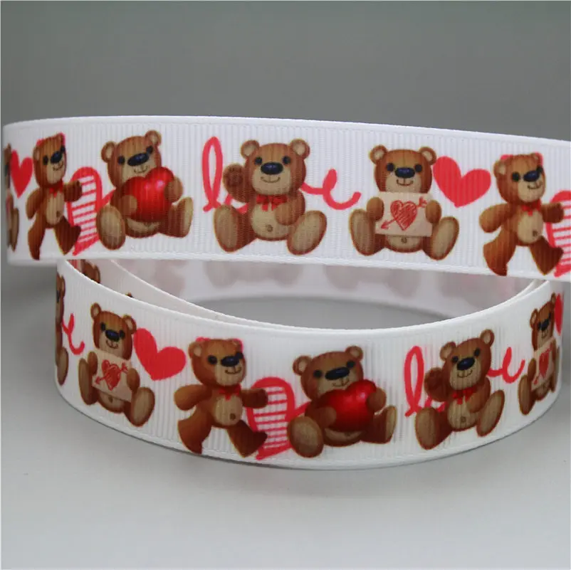 DHK 7/8 'ɵ ярдов кошка собака Валентина печатных grosgrain ленточный аксессуар hairbow