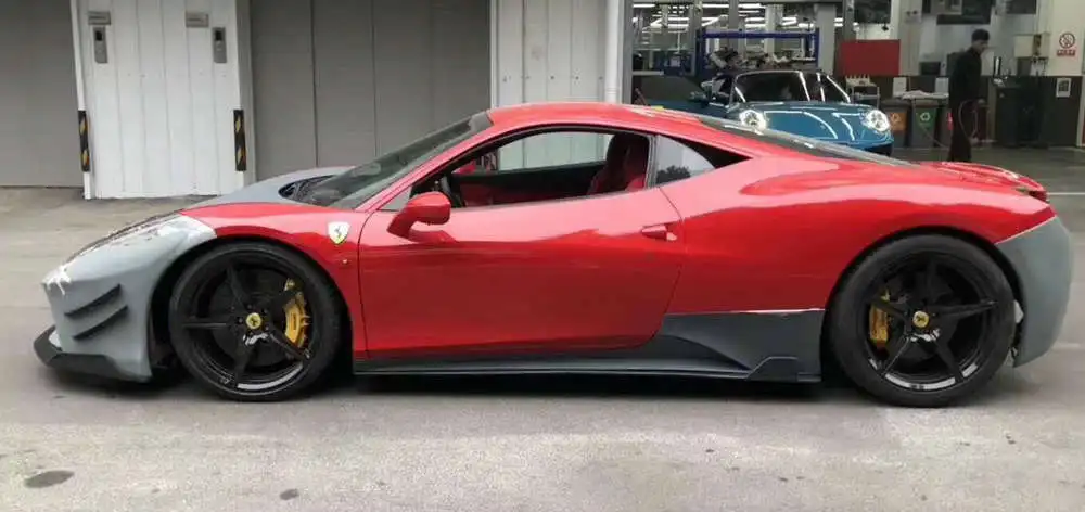FRP материал PD Стиль Авто кузов Комплект кузова для Ferrari 458 передний бампер+ крышка капота+ задний бампер+ Диффузор+ Боковая юбка