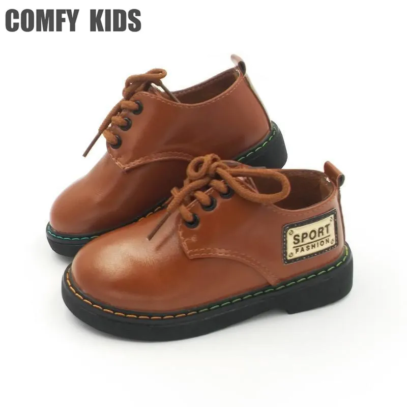 2018 Новая мода Обувь для мальчиков кожаная девочек детей Весна без каблука с