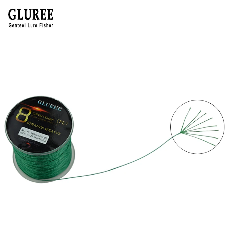 GLUREE 100 м/109 ярдов 8 стендов PE леска плетеная 100% многонитевая супер прочная