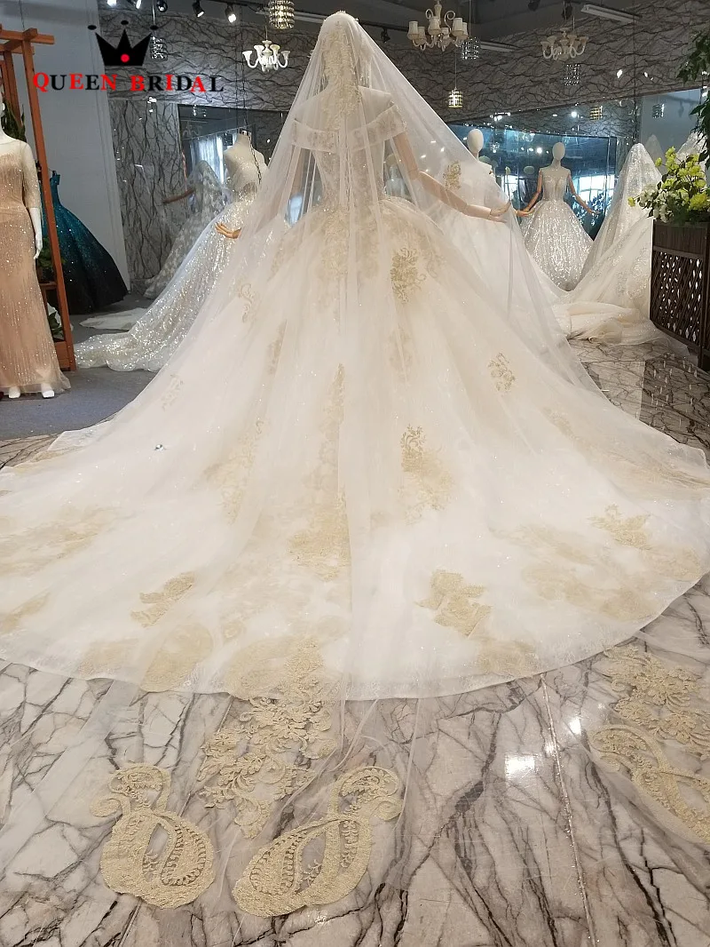 На заказ 2019 халат de mariée бальное платье Тюль Кружево бисером свадебное vestido noiva QUEEN