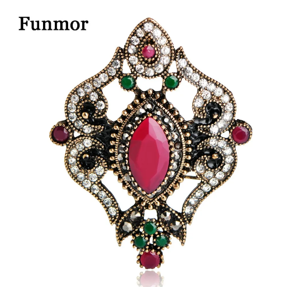 Funmor турецкие Стразы для рукоделия брошь винтажный Шарм Смола Золото цвет броши
