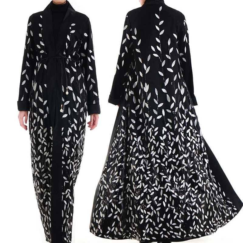 Женский кардиган кимоно мусульманское Макси платье из Дубая с бусинами турецкий