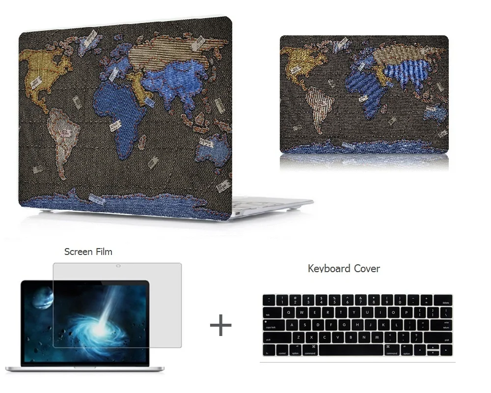 Новый жесткий Чехол + пленка для экрана чехол клавиатуры Apple MacBook Air 11 13 Pro 15 Retina 12