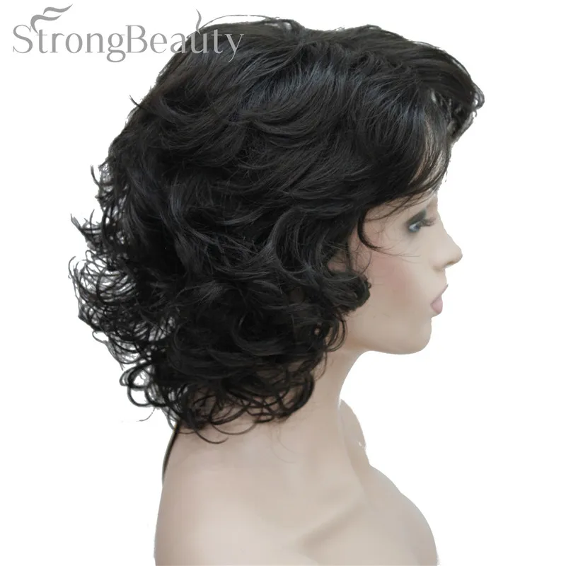 4 StrongBeauty средние короткие вьющиеся парики синтетические женские волосы блонд/черный/бордовый много цветов на выбор - Цвет: 4