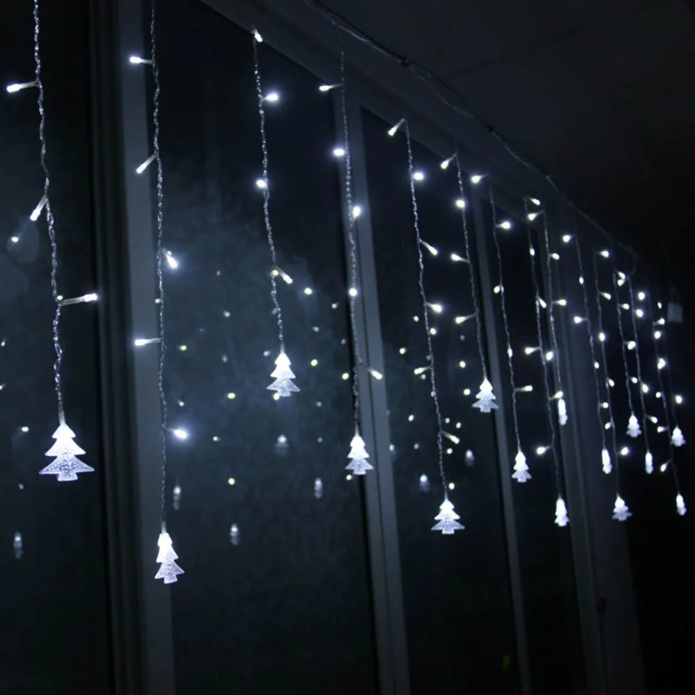 Новинка 96LED AC220V 110V ЕС Lcicle ChristmasTree вечерние струнные лампы светодиодные