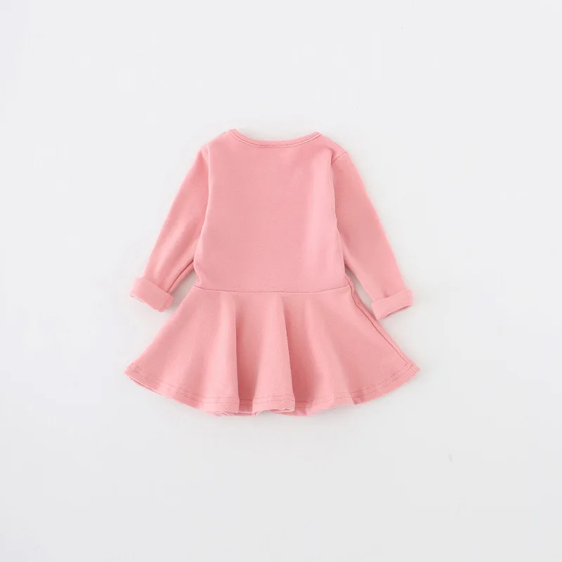 2018 Spring and Autumn Wear New Girl's Dress Cotton Long Sleeve Simple Solid Cute Casual Ruched Children's Clothing | Детская