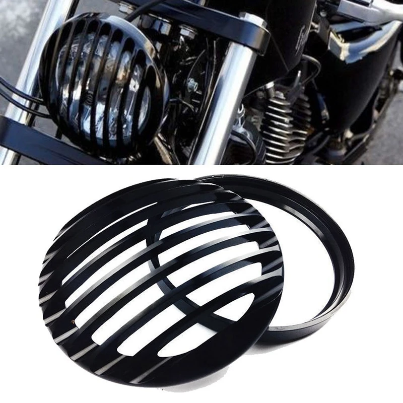 Мотоцикл 5 75 &quot5 3/4&quot светодиодные фары Гриль Крышка для Harley Sportster XL 883 1200 2004 2013 2014