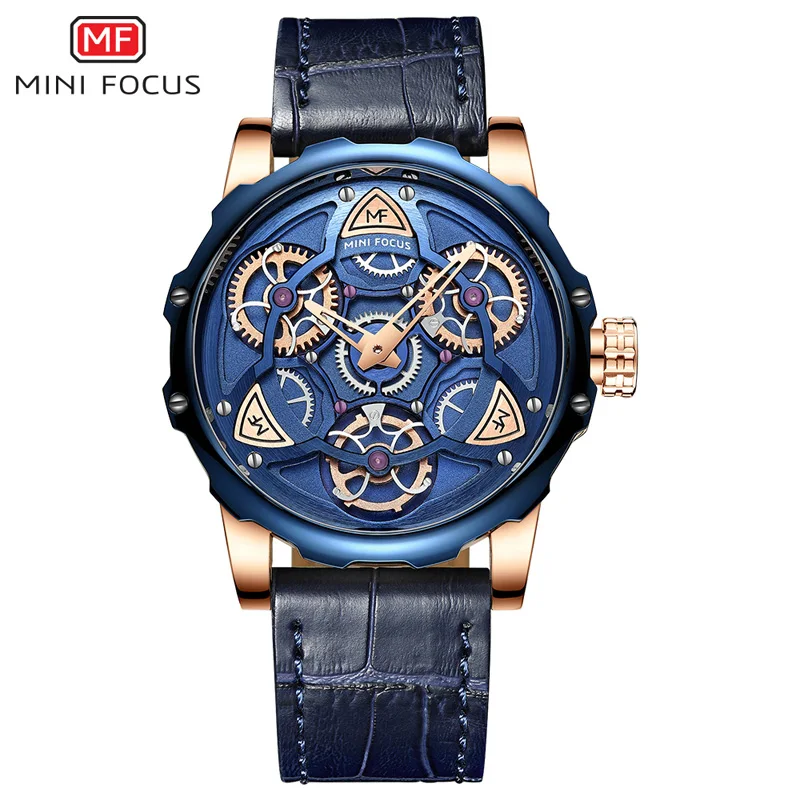 MF0249G-Blue Мини фокус синие кожаные кварцевые часы мужские роскошные армейские спортивные наручные часы мужские 3 бар водонепроницаемые Лидирующий бренд Relogios Masculino 0249G - Цвет: MF0249G-Blue
