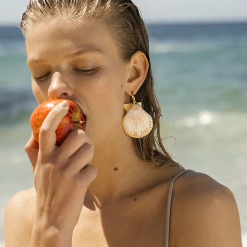 Cowry серьги в форме ракушки модные ювелирные изделия корейский Бохо золотой цвет