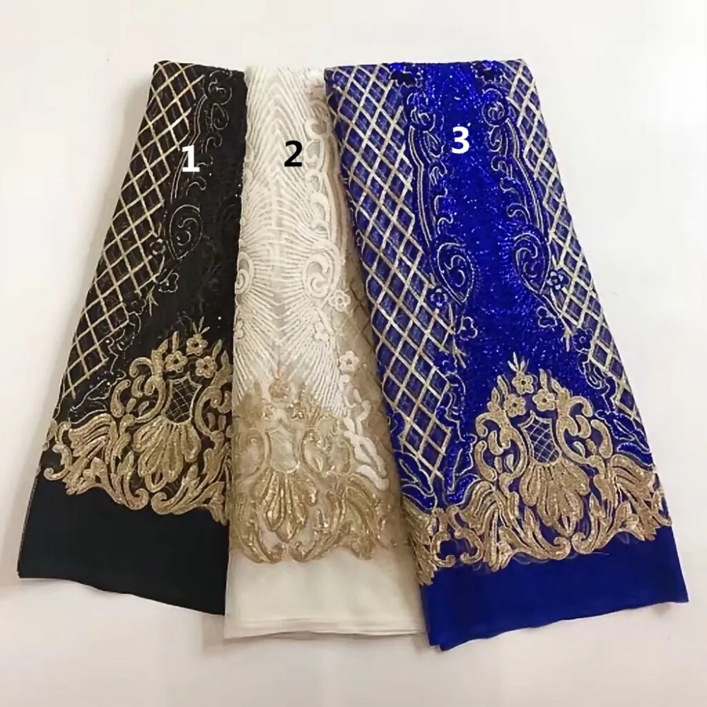 

fashionable design african embroidered tulle mesh fabric ZH-11317 with sequins for sexy dress