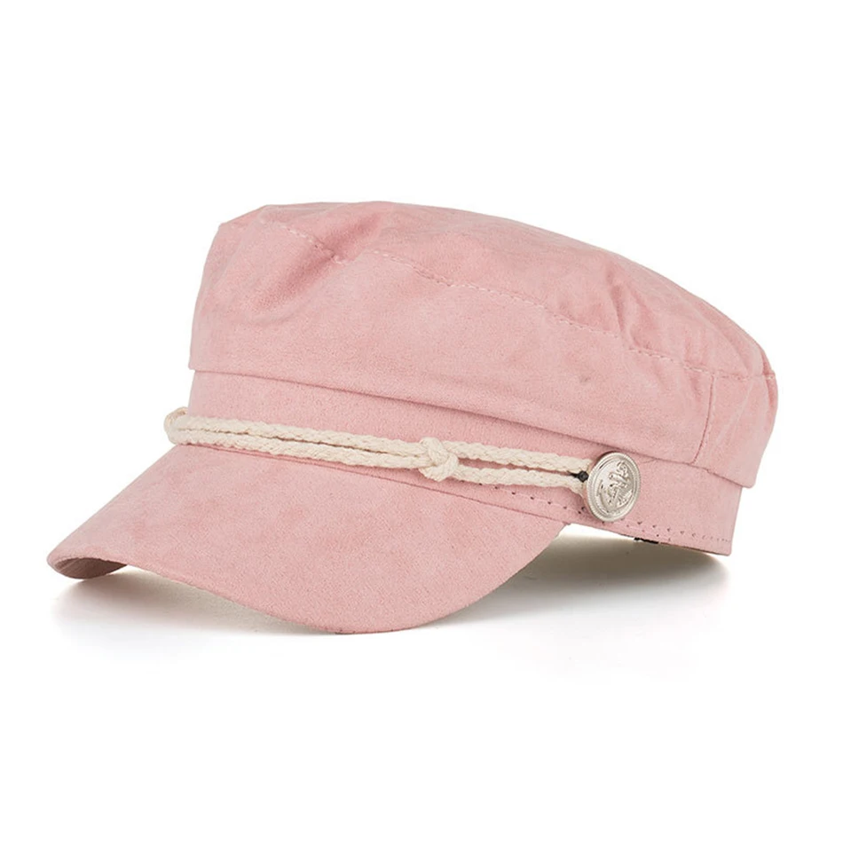 pink cap BUTTERMERE хлопковая Военная Кепка s для женщин, розовая армейская Кепка, кепка для женщин, однотонная Повседневная Кепка Baker Boy, берет для девушек, осенняя морячка - Цвет: pink cap