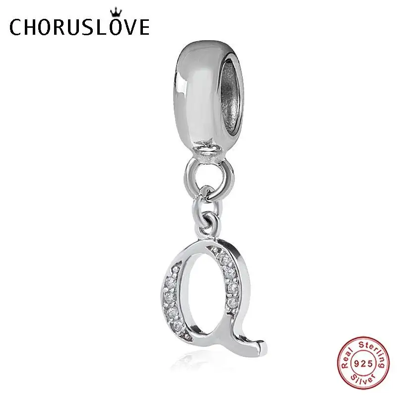 Pandora Letter Q Choruslove A-Z Подвески с буквами 925 пробы серебро CZ 26 бусы с алфавитом fit Pandora Подвески браслет для женщин DIY Ювелирные изделия SS2657 - Окраска металла: Pandora Letter Q