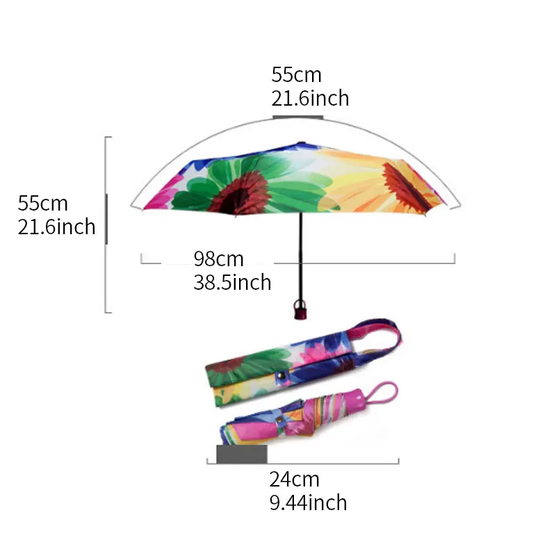 Silver Coating Three Fold Unbrellas For Sunscreen Thicken Rain Gear Small Parasol Opaque Anti-UV Non Automatic Women Umbrellas | Дом и сад