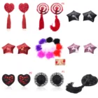 1 пара эротических игрушек, сексуальные чехлы на соски с блестками и кистями, наклейки на сосок в форме сердца, наклейки на грудь, Экзотическая одежда
