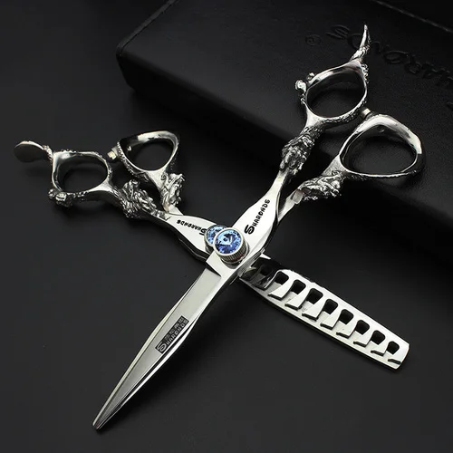 6inch 2PCS Японский парикмахерский Салон Профессиональные Парикмахерские ножницы 6 дюймов 7 дюймов ножницы для резки филировочные ножницы набор парикмахерских клипер комплект - Цвет: 6inch 2PCS
