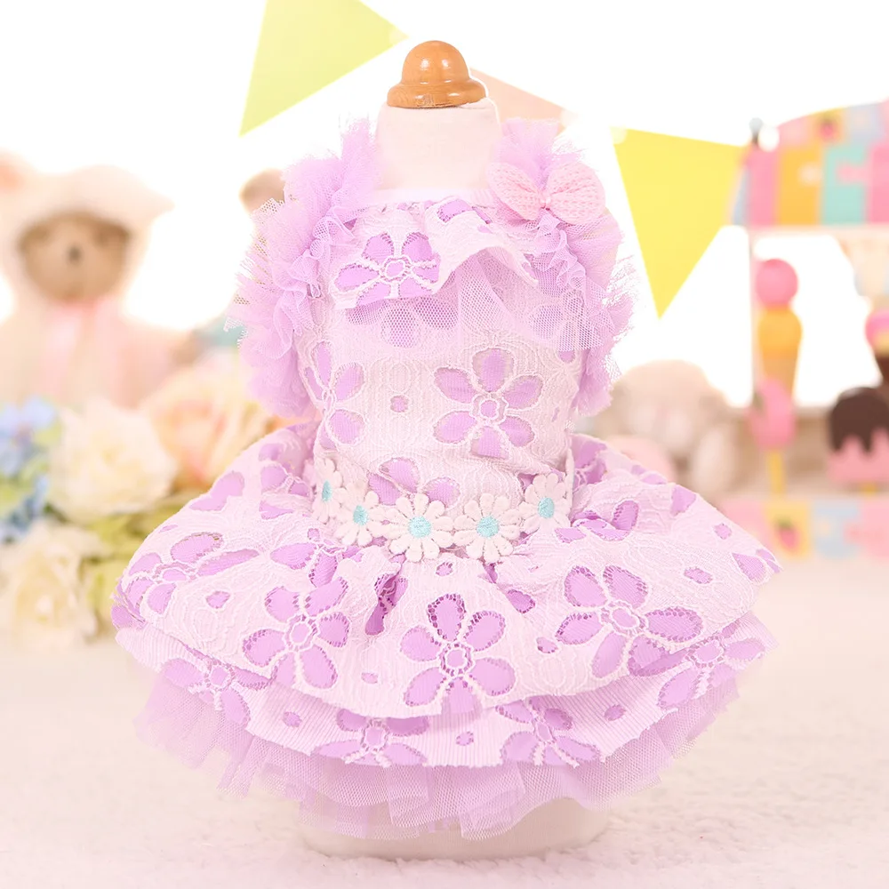 Милое кружевное платье с цветочным рисунком для щенков и собак юбка пачка