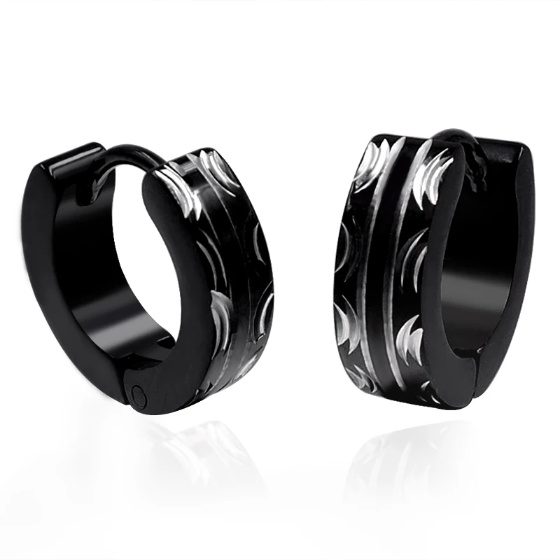 black color ATGO готические модные серьги для мужчин, ювелирные изделия из нержавеющей стали, модные маленькие круглые серьги в стиле рок, вечерние серьги для мужчин и женщин, черный цвет BE590 - Окраска металла: black color