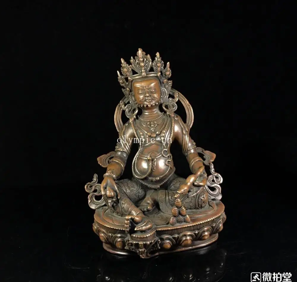 

12'' bronze carved tibetan budhism buddha Yellow Jambhala Yellow Zambala statue