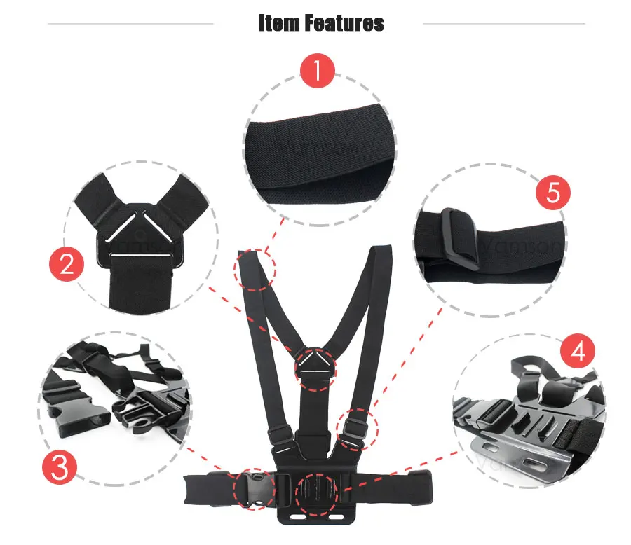 Vamson для Gopro hero 7 6 набор аксессуаров для gopro комплект крепление для SJ4000 hero 4 3 2 1 черный для SJCAM M10 для SJ5000 чехол VK01
