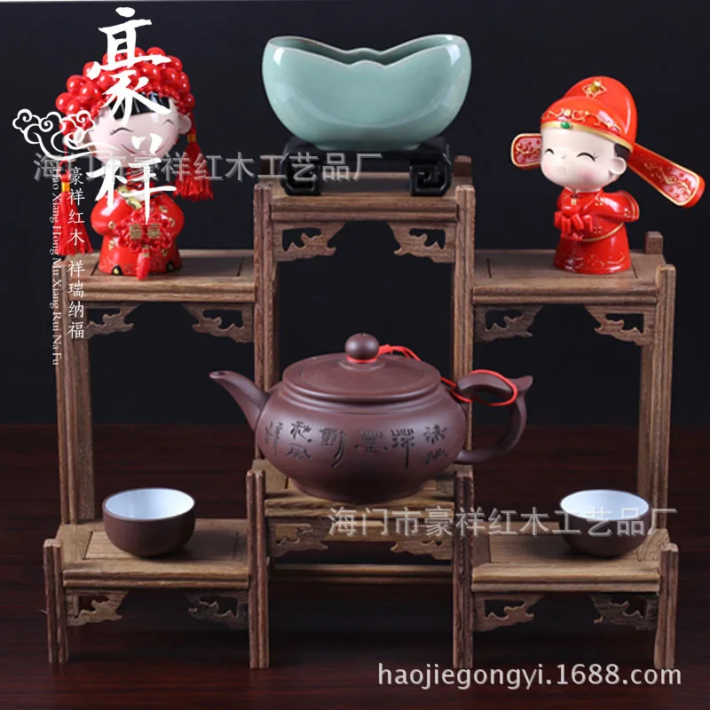 

Wooden shelf red wooden antique double low grade desktop ornaments shelf Wood Curio Cabinet