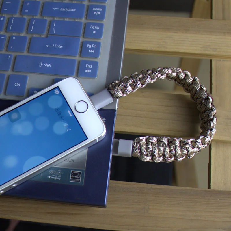 IPhone iPad USB мужские браслеты Веревка для зонтика браслет передачи данных кабель
