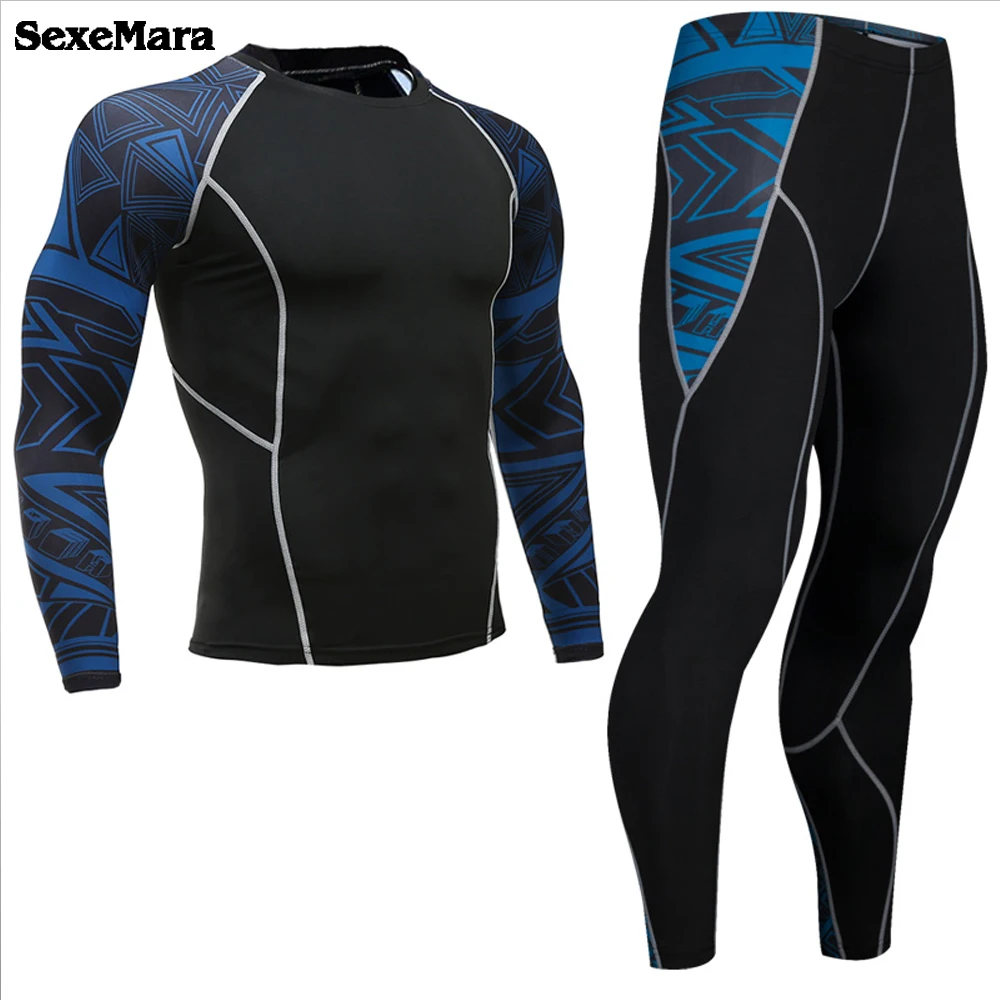 MMA Men's Compression thermal underwear Sport Suits Long Johns Gym Fitness workout Tights Sportswear Set mens leggings | Мужская