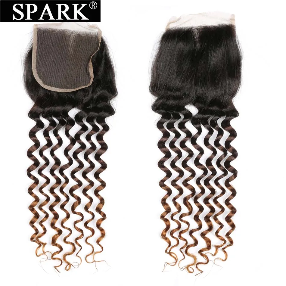 Spark человеческие волосы пучки волос с закрытием кружева эффектом деграде