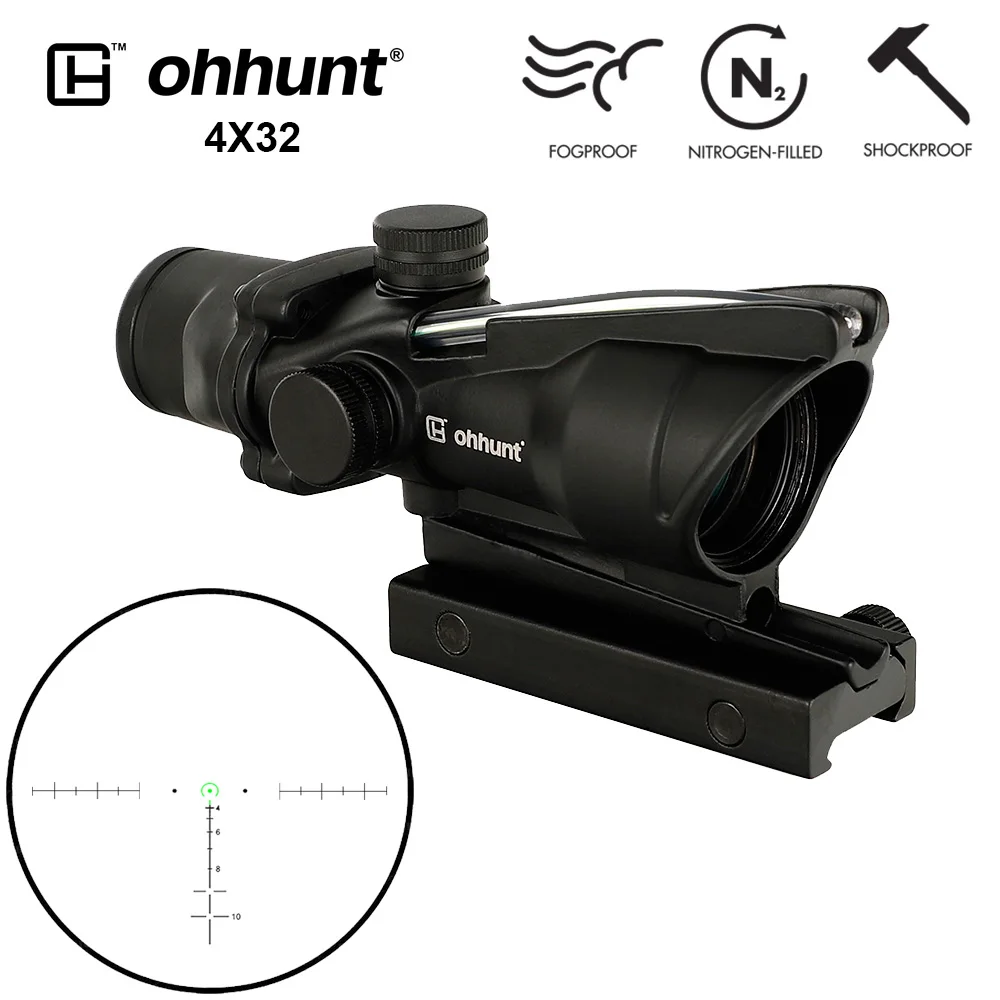 Reticle Model 3Green Ohhunt 4X32 охотничий прицел BDC шеврон Подкова баллистическая сетка тактический прицел для cal. 223. 308 винтовка принт ваш логотип - Цвет: Reticle Model 3Green
